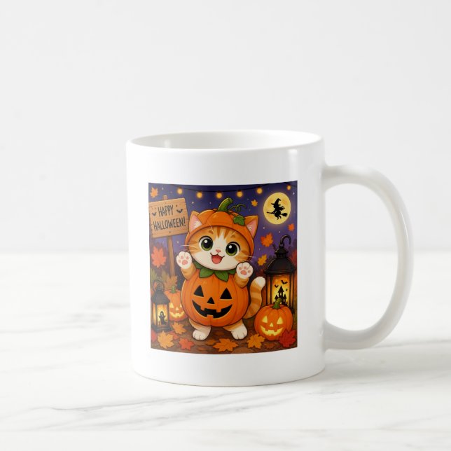 Mug de café Joyeux Halloween drôle de chat  (Droite)