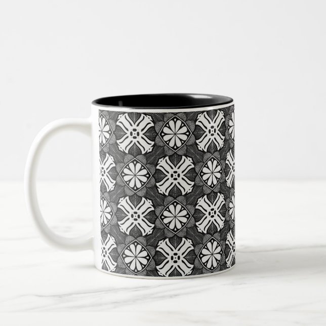 Mug de café kaléidoscope monochromatique (Gauche)