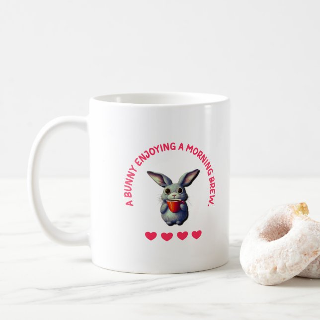 Mug de café Lapin Mignon Profitant d'un Petit Déje (Avec donut)
