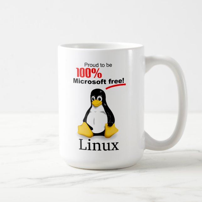 Mug de café Linux (gauche) - Microsoft Free (Droite)