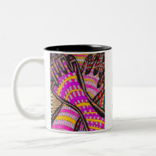 Mug de café magenta et jaune