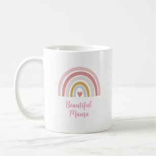 Mug de café Mama - Cadeau Arc-en-ciel rose