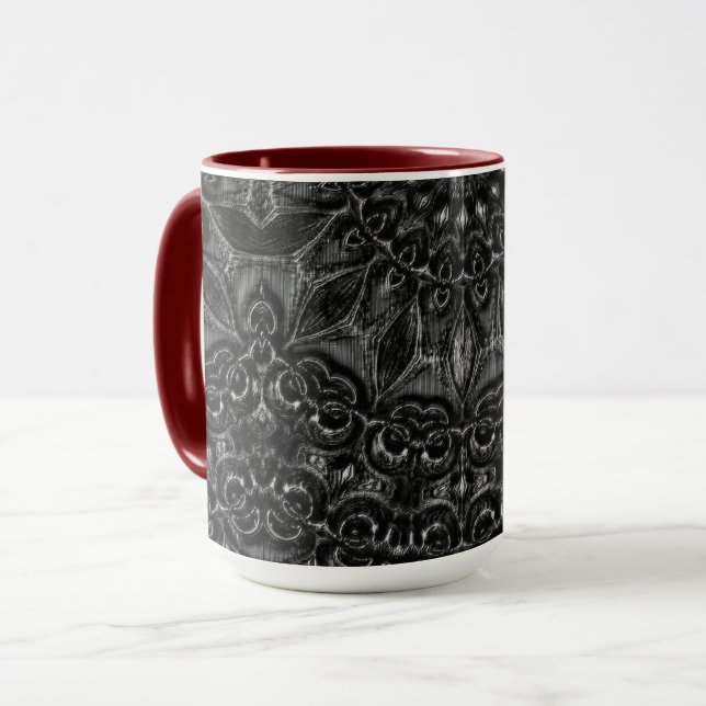 Mug de café Mandala au charbon de bois (Devant gauche)