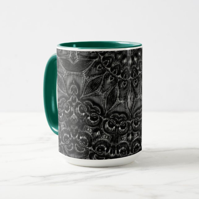 Mug de café Mandala au charbon de bois (Devant gauche)