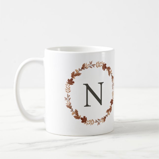 Mug de café monogramme floral personnalisé (Gauche)