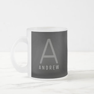 Mug de café monogramme moderne gris et blanc