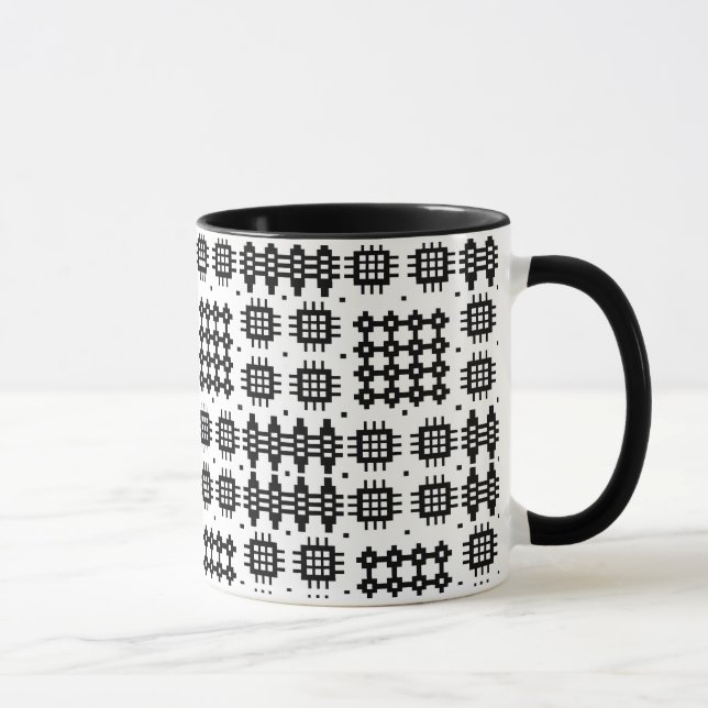 Mug de café : Motif de tapisserie galloise, noir s (Droite)