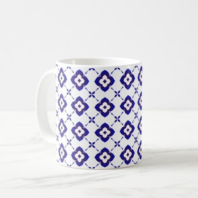 Mug de café Motif en céramique bleu et blanc (Devant gauche)