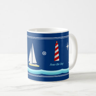 Mug de café nautique bleu marine pour les amateurs