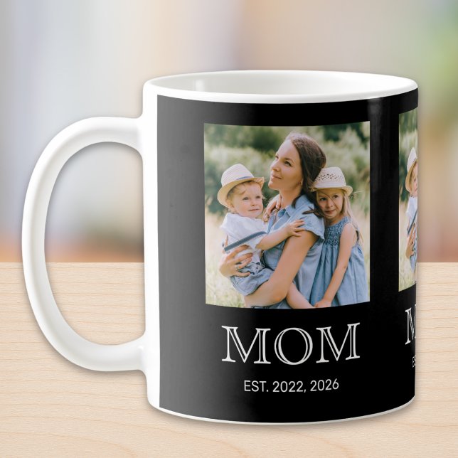Mug de café noir avec 3 photos pour maman (Créateur téléchargé)