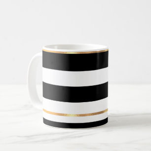 Mug de café noir et blanc moulé en or