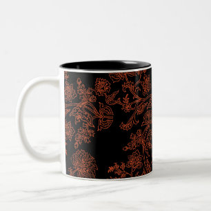 Mug De Café Noir Et Brown Motif