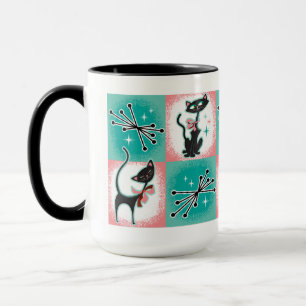 Mug de café noir moderne du milieu du siècle