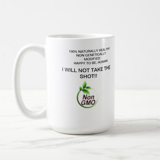 Mug de café non OGM, sain et heureux (Gauche)