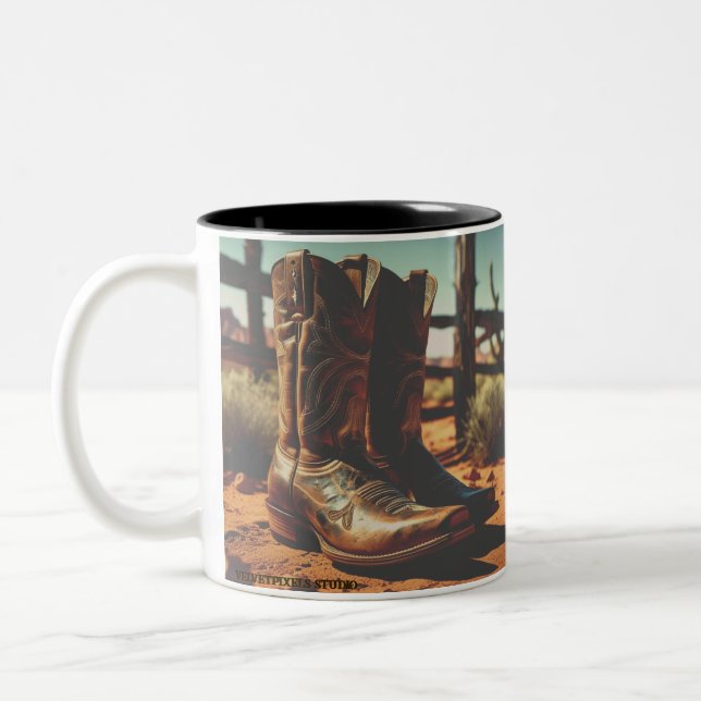 Mug de café occidental vintage | Bottes Cowboy (Gauche)