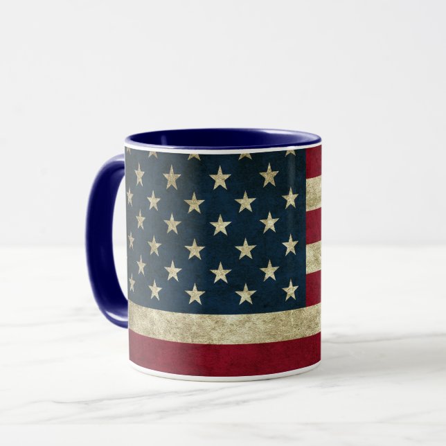 Mug de café patriotique avec drapeau américain (Devant gauche)