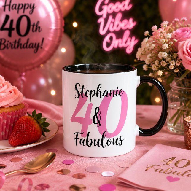 Mug de café personnalisé 40 ans et fabuleux pour a (Créateur téléchargé)