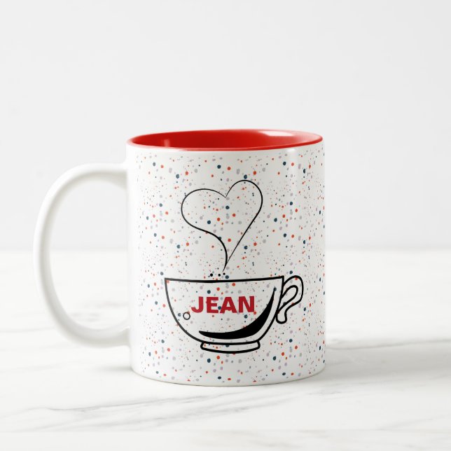 Mug de café personnalisé à deux tons J'aime le caf (Gauche)