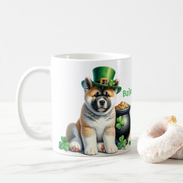 Mug de café personnalisé Akita St. Patrick (Avec donut)