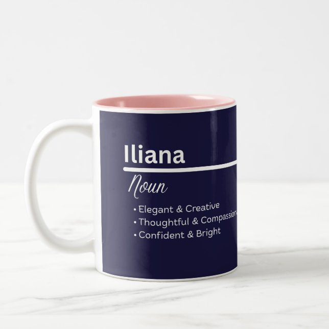 Mug de café personnalisé au nom d'Iliana (Gauche)