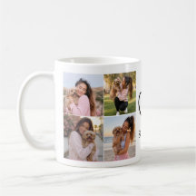 Mug de café personnalisé avec 8 photos et nom de c