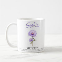 Mug de café personnalisé avec la fleur de naissanc