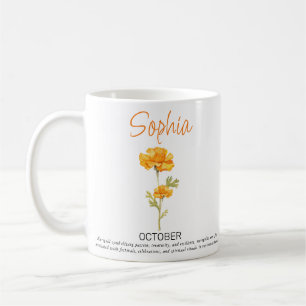 Mug de café personnalisé avec la fleur de naissanc