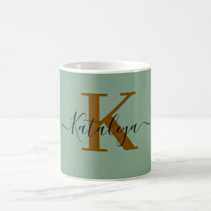 Mug de café personnalisé avec monogramme noir et n