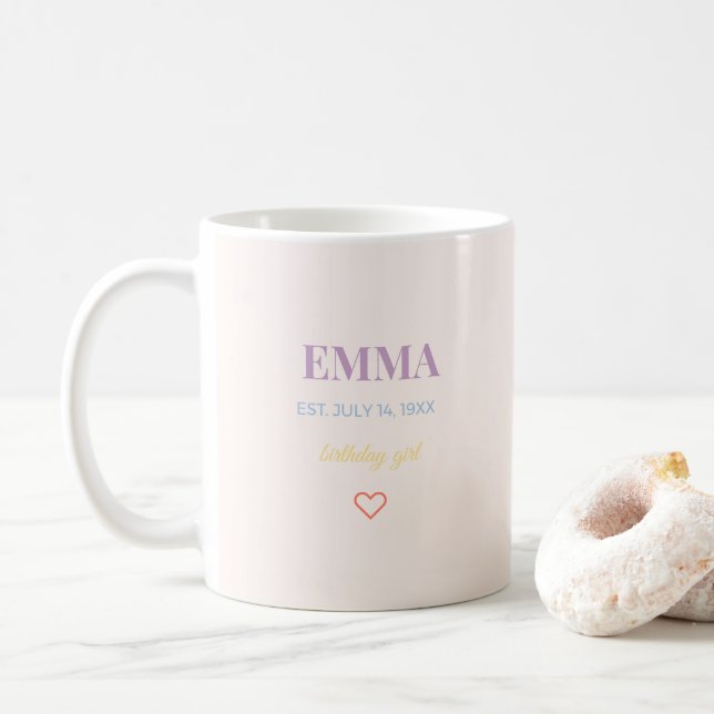 Mug de café personnalisé avec nom pour anniversair (Avec donut)