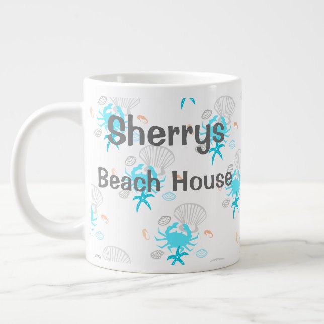 Mug de café personnalisé de maison de plage (Gauche)