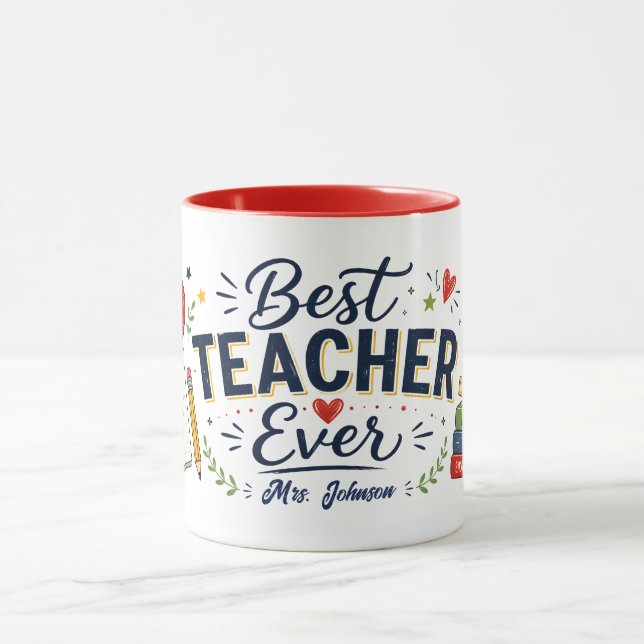 Mug de café personnalisé Meilleur Professeur (Centre)