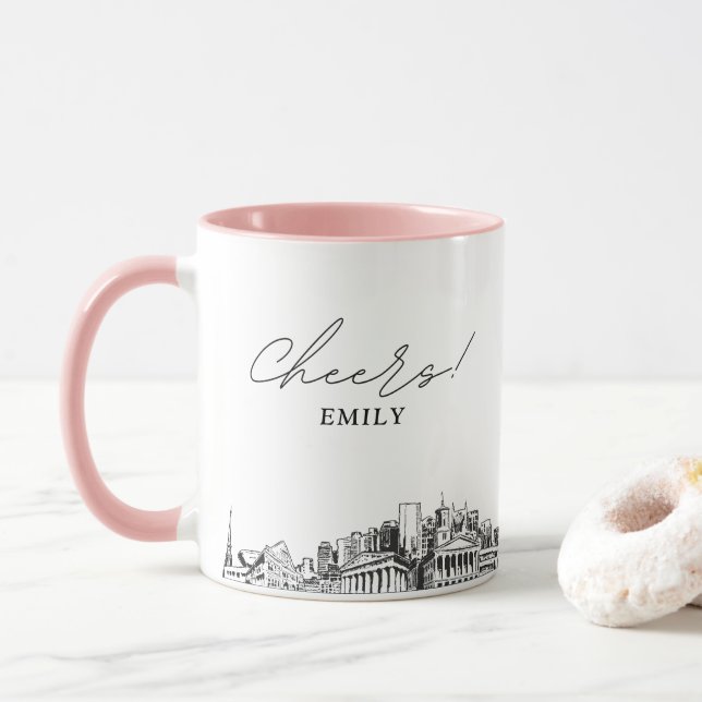 Mug de café personnalisé pour mariage Nashville Sk (Avec donut)
