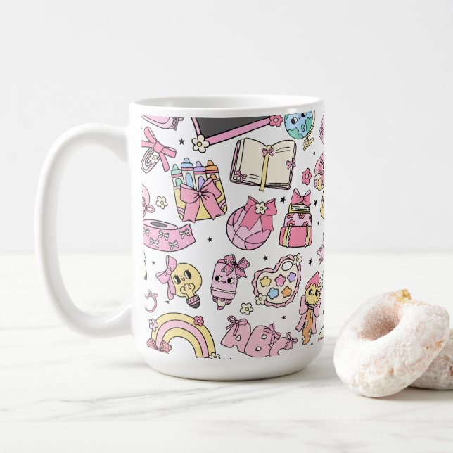 Mug de café pour enseignant Kawaii Fournitures sco (Avec donut)