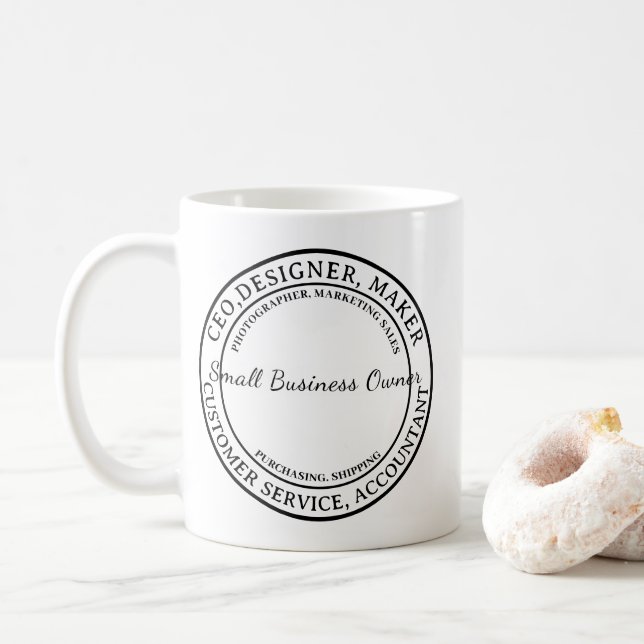 Mug de Café pour Petite Entreprise à Typographie M (Avec donut)