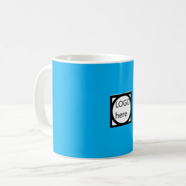 Mug de café promotionnel avec votre LOGO ! Bleu (Devant gauche)