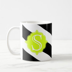Mug de café rayé Monogramme moderne