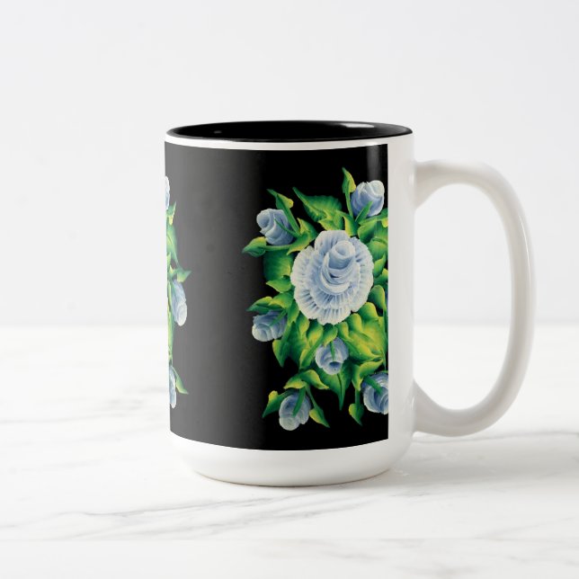 Mug de café Rose peint à la main (Droit)
