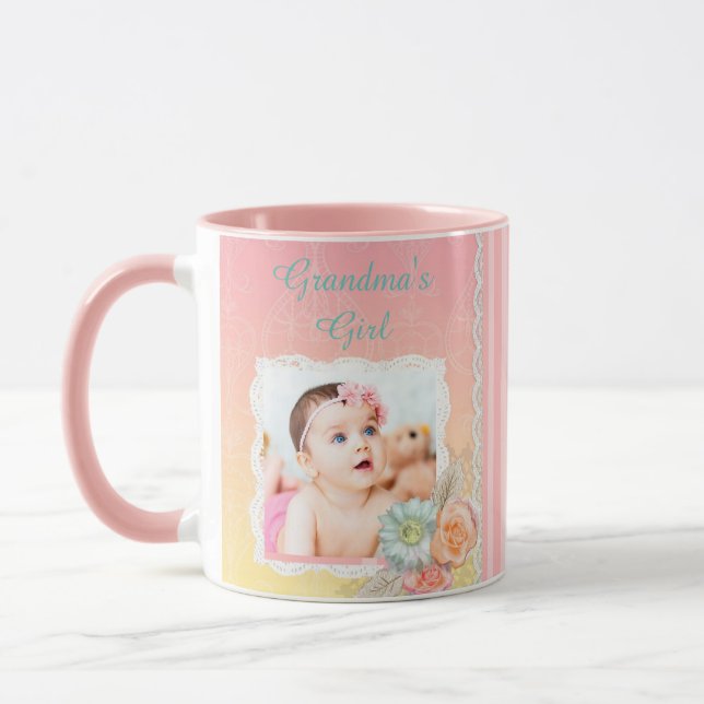 Mug de café rose personnalisé "la fille de grand-m (Gauche)