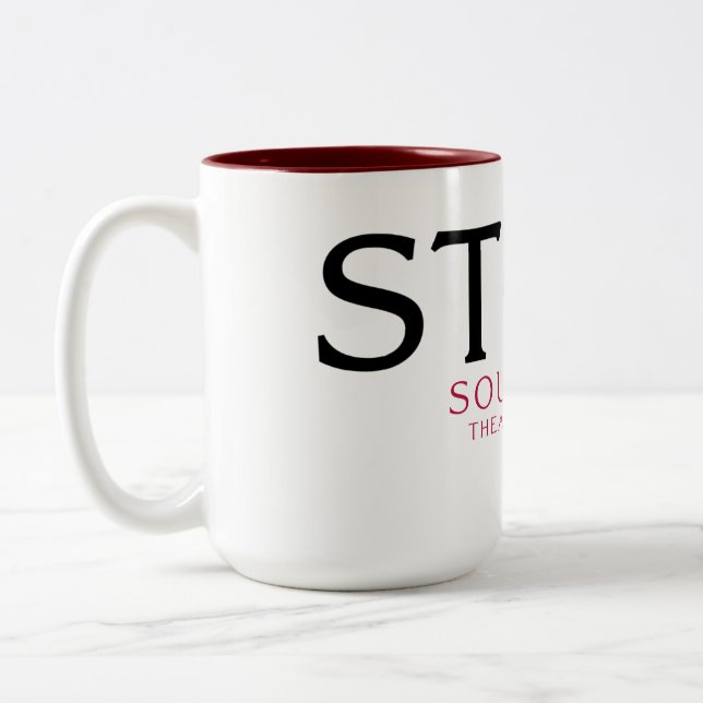 Mug de café stoïque avec logo Southbank (Gauche)