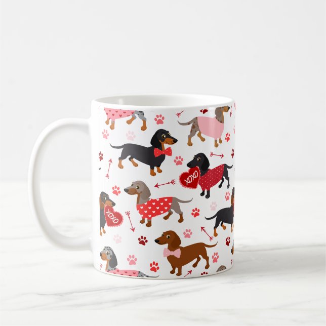 Mug de café Valentine Dachshund (Gauche)