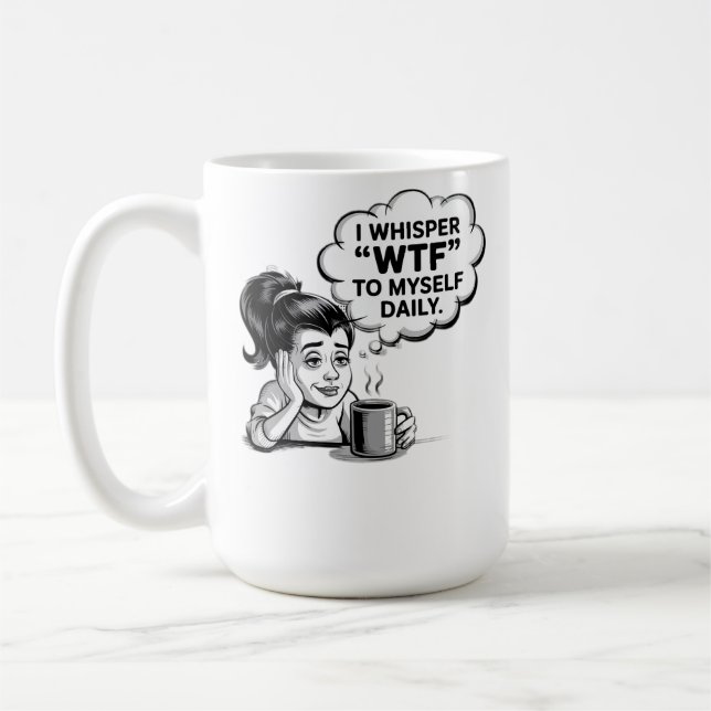 Mug de café Whisper WTF - Drôle dessin rétro (Gauche)