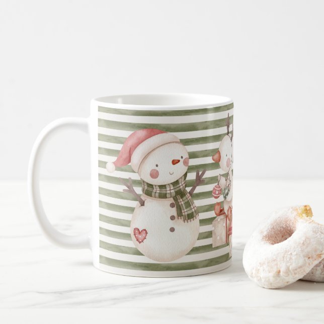 Mug de caractères verts de Noël (Avec donut)