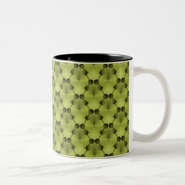 Mug de cercles funk rétro, vert olive (Droit)