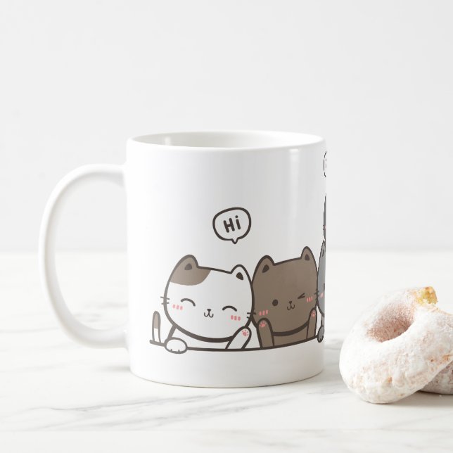 Mug de chat Animé - cadeau de mug de chat mignon (Avec donut)