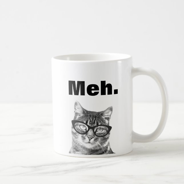 Mug de chat de citation d'apathie drôle meh (Droite)