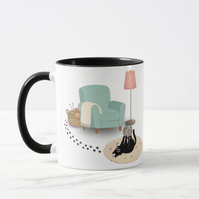 Mug de chat mignon drôle et joueur (Gauche)