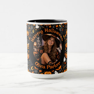Mug de chat personnalisé pour Halloween avec photo