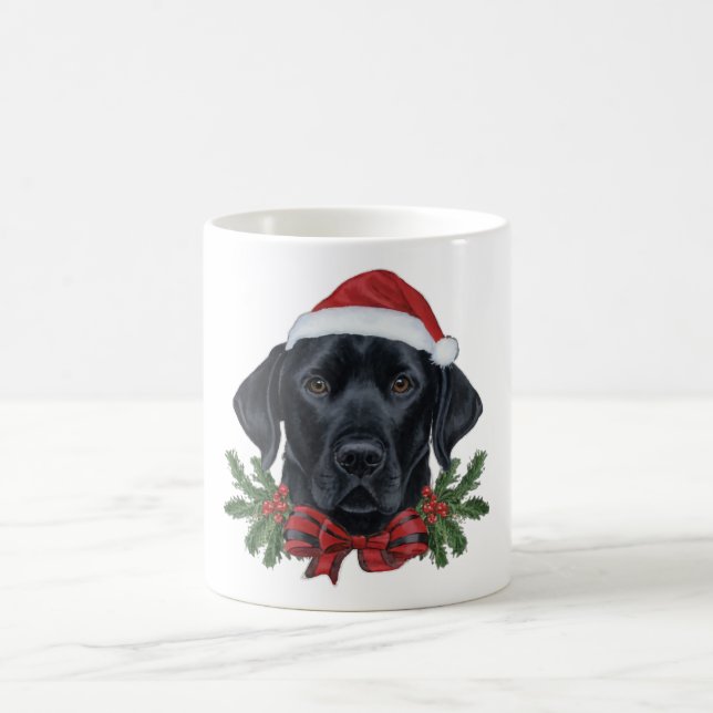 Mug de chien de Noël Black Lab - Cadeau de vacance (Centre)