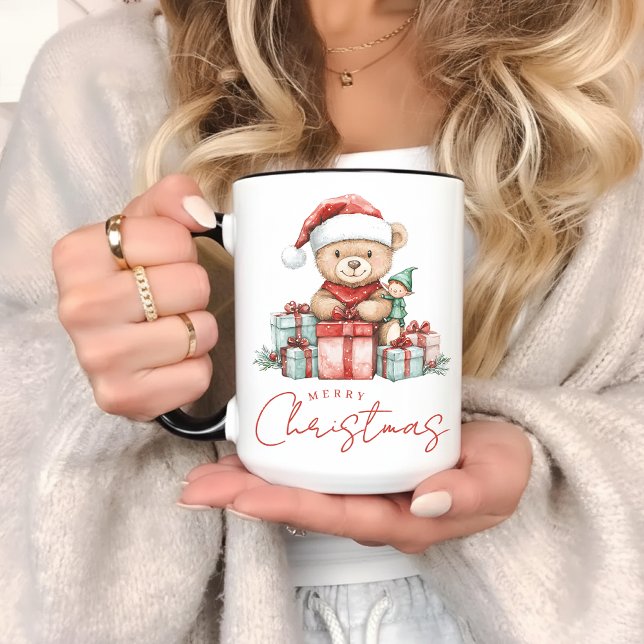 Mug de chocolat chaud Christmas Bear pour elle et  (christmas bear mug, personalized christmas mug, hot cocoa mug, christmas gift mug, holiday bear mug,)