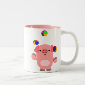 Mug de cochon de dessin animé jonglant mignon
